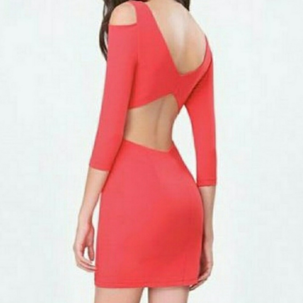 BEBE Shoulder & Back Cut-out Dress